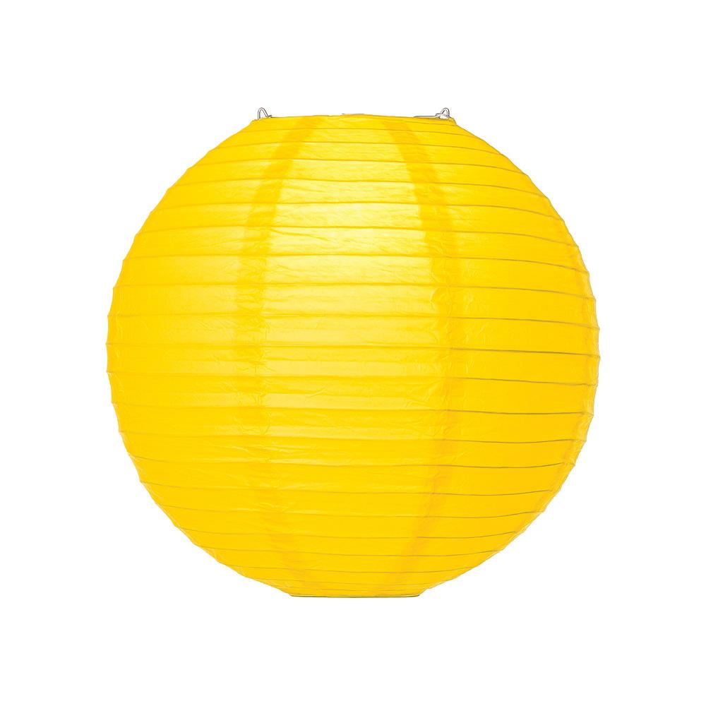 Buttercup Yellow 20 Inch Round Parallel Ribbed Premium Paper Lantern - PaperLanternStore.com - Paper Lanterns, Decor, Party Lights &amp; More