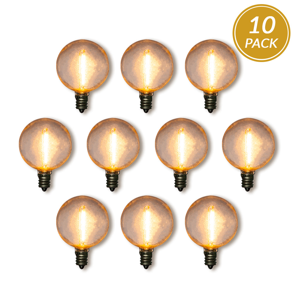 10-Pack LED Filament G40 Globe Shatterproof Light Bulb, Dimmable, 1W,  E12 Candelabra Base