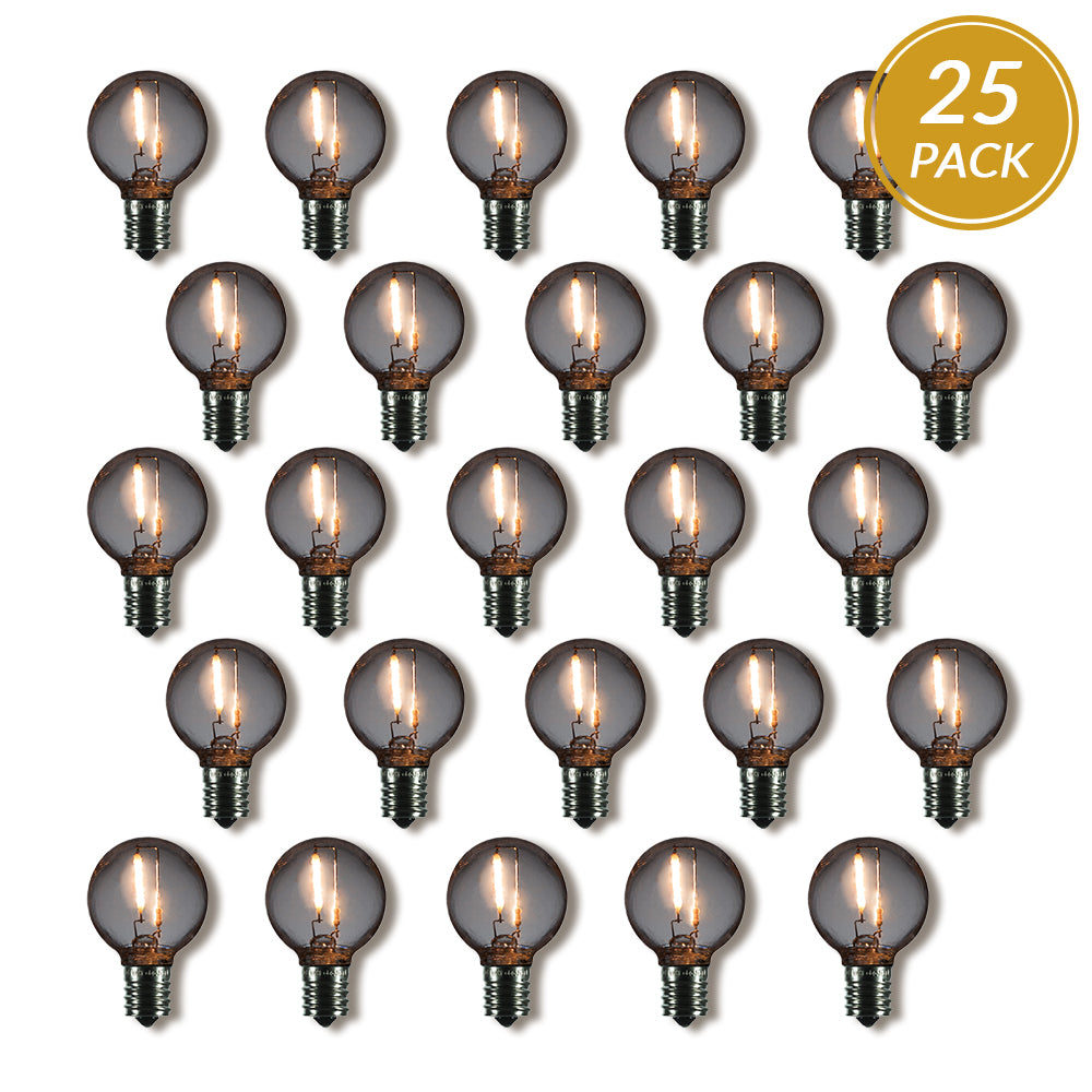 25-Pack LED Filament G40 Globe Shatterproof Light Bulb, Dimmable, 1W,  E17 Intermediate Base - PaperLanternStore.com - Paper Lanterns, Decor, Party Lights &amp; More