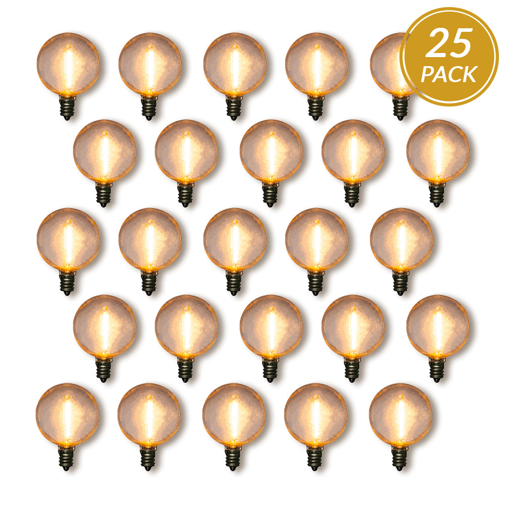 25-Pack LED Filament G50 Globe Shatterproof Light Bulb, Dimmable, 1W,  E12 Candelabra Base