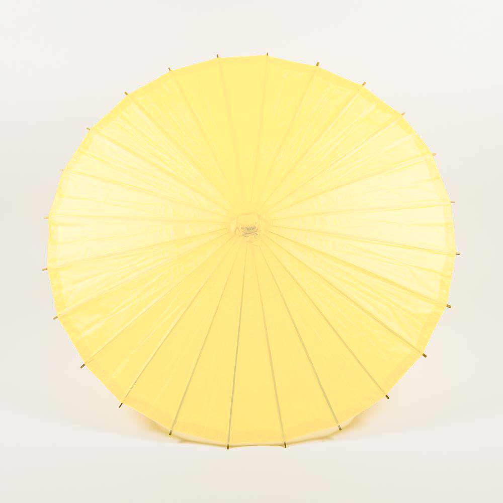 BULK PACK (6-PACK) 32" Lemon Yellow Chiffon Paper Parasol Umbrella with Elegant Handle