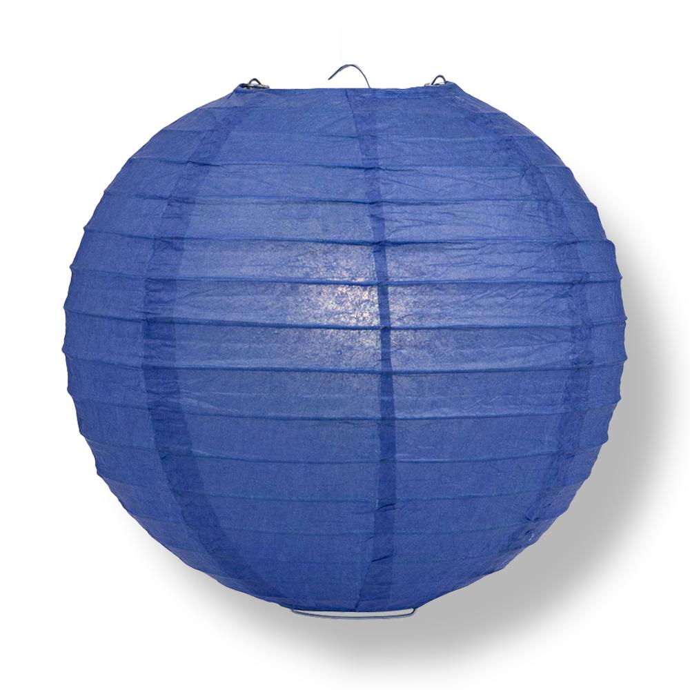 30" Dark Blue Jumbo Round Paper Lantern, Even Ribbing, Chinese Hanging Wedding & Party Decoration