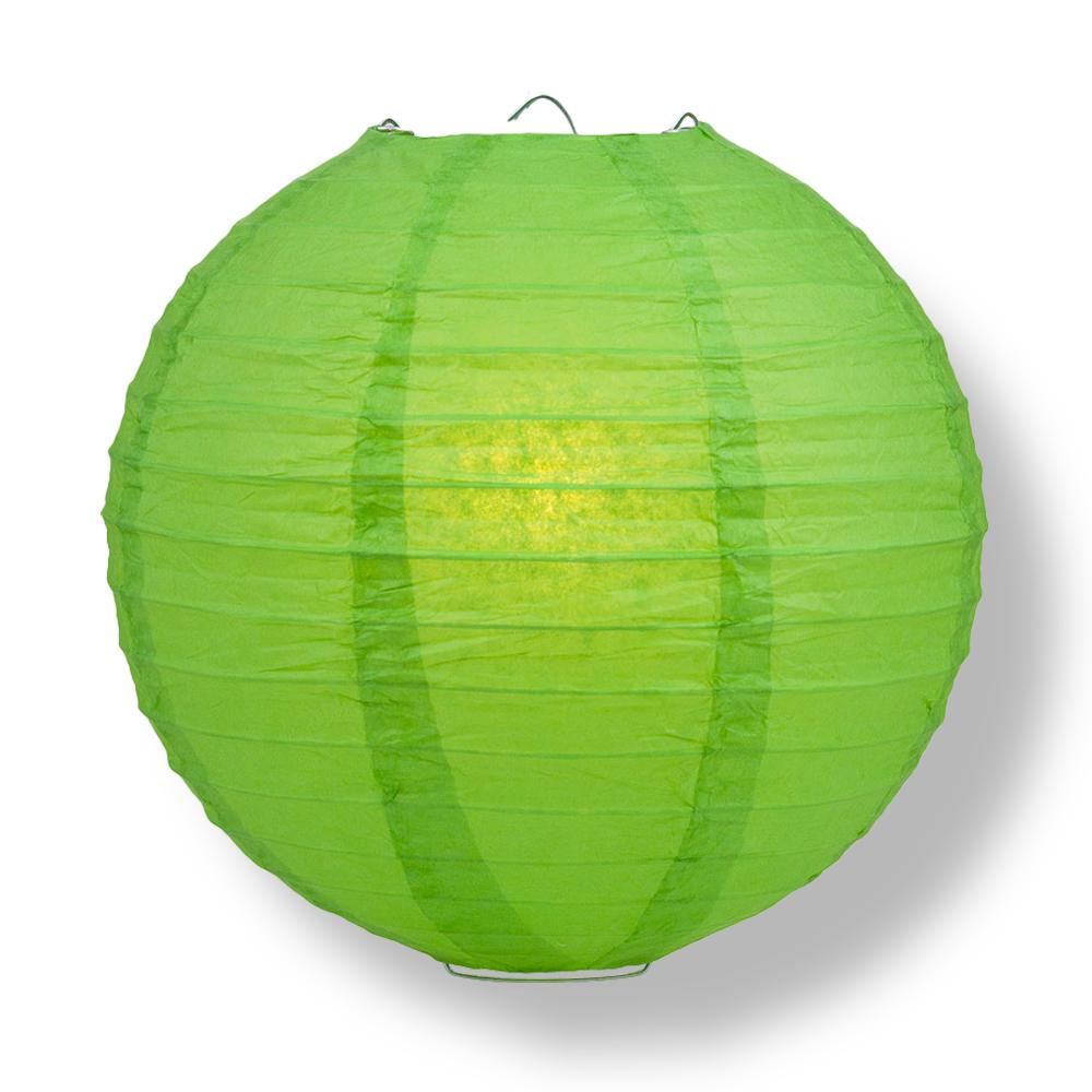 30" Grass Greenery Jumbo Round Paper Lantern, Even Ribbing, Chinese Hanging Wedding & Party Decoration - PaperLanternStore.com - Paper Lanterns, Decor, Party Lights & More