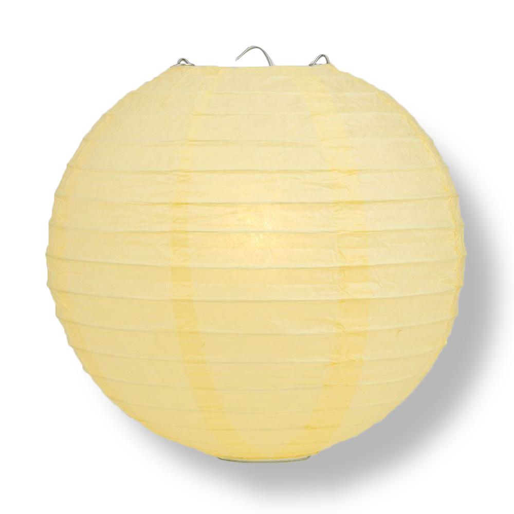 36" Lemon Yellow Chiffon Jumbo Round Paper Lantern, Even Ribbing, Chinese Hanging Wedding & Party Decoration - PaperLanternStore.com - Paper Lanterns, Decor, Party Lights & More