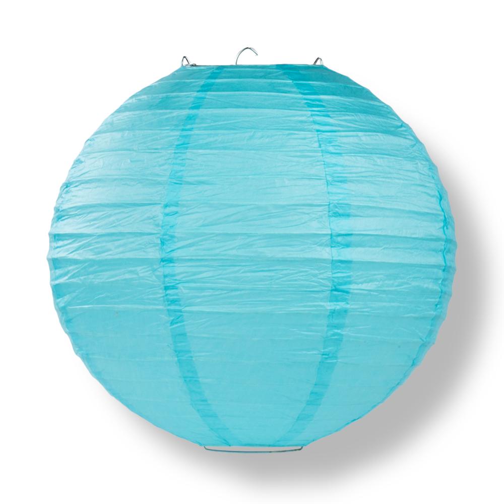 36" Baby Blue Jumbo Round Paper Lantern, Even Ribbing, Chinese Hanging Wedding & Party Decoration - PaperLanternStore.com - Paper Lanterns, Decor, Party Lights & More