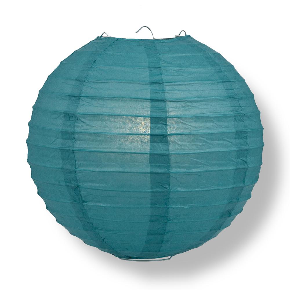 36" Tahiti Teal Jumbo Round Paper Lantern, Even Ribbing, Chinese Hanging Wedding & Party Decoration - PaperLanternStore.com - Paper Lanterns, Decor, Party Lights & More