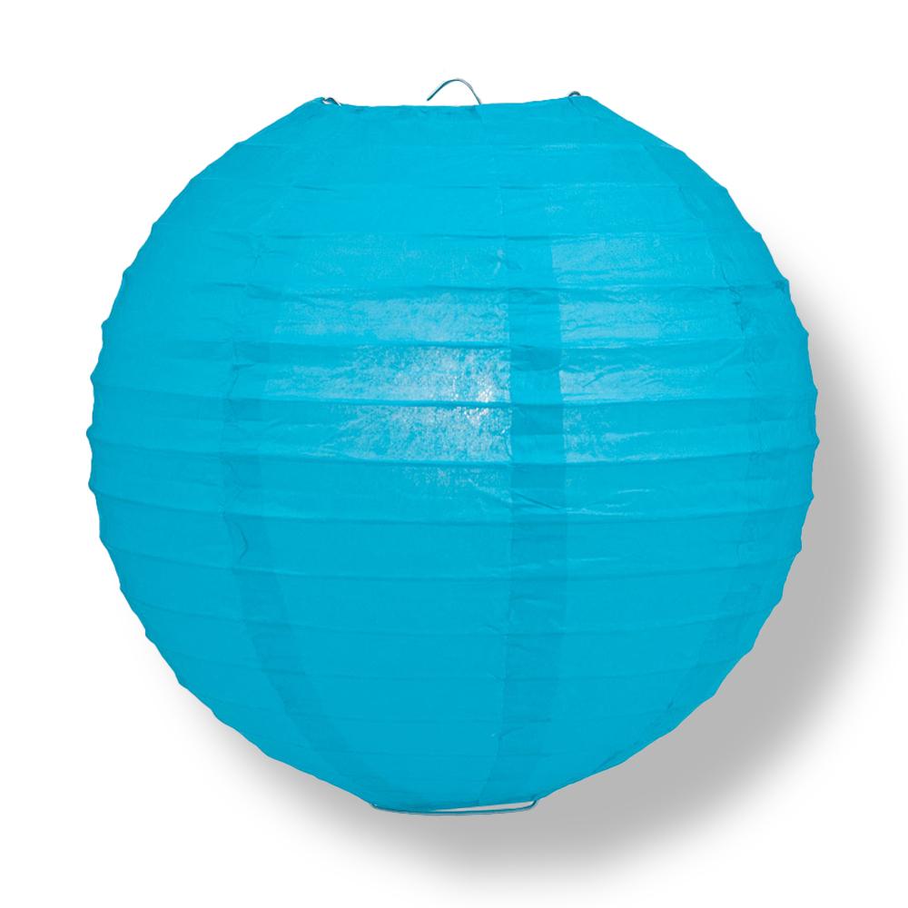 36" Turquoise Jumbo Round Paper Lantern, Even Ribbing, Chinese Hanging Wedding & Party Decoration