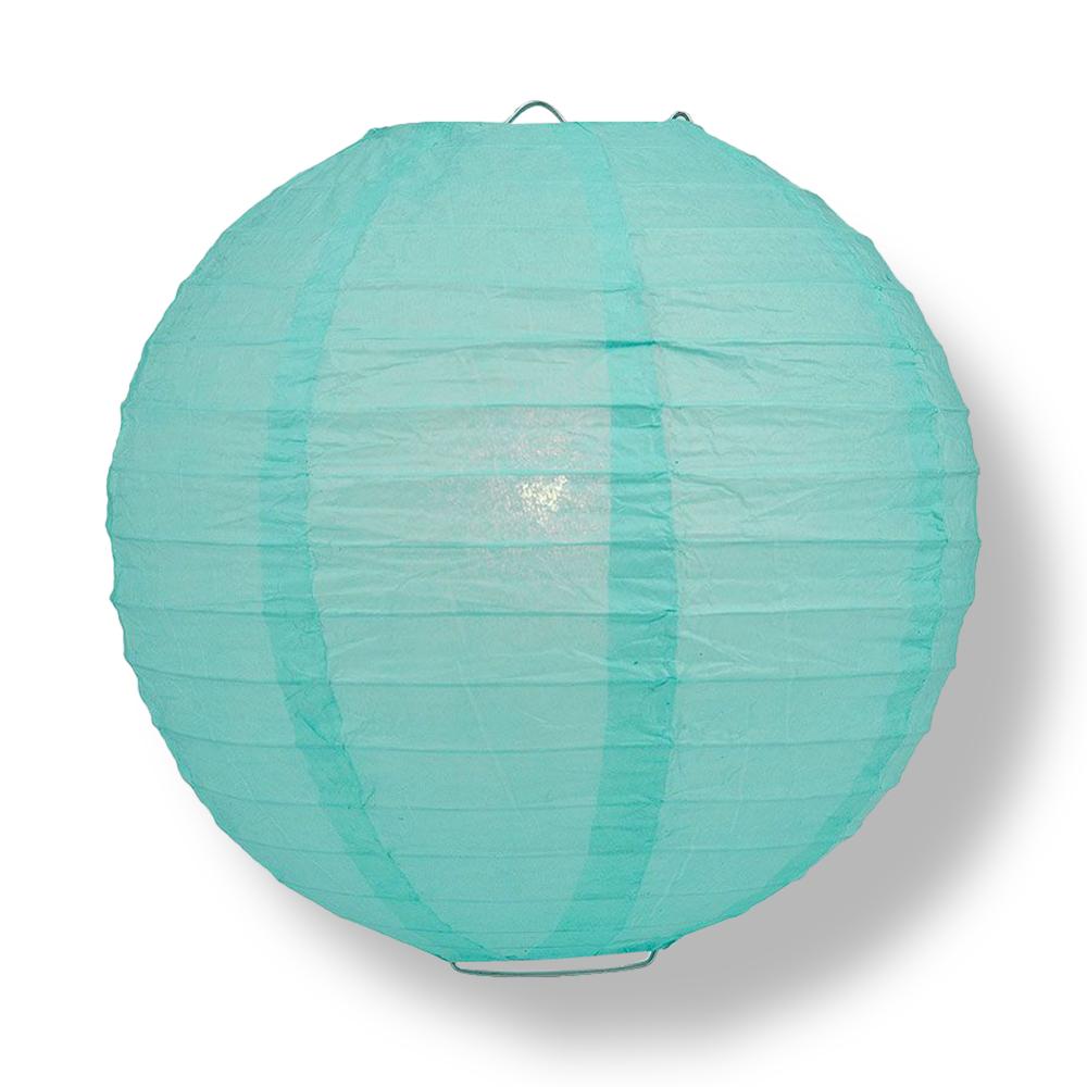 30" Water Blue Jumbo Round Paper Lantern, Even Ribbing, Chinese Hanging Wedding & Party Decoration - PaperLanternStore.com - Paper Lanterns, Decor, Party Lights & More