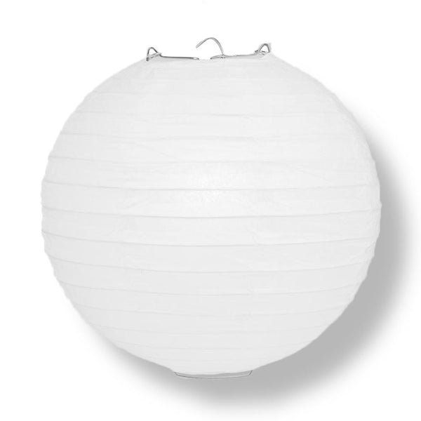 14 Inch White Round Paper Lantern, Even Ribbing, Hanging Decoration on ...