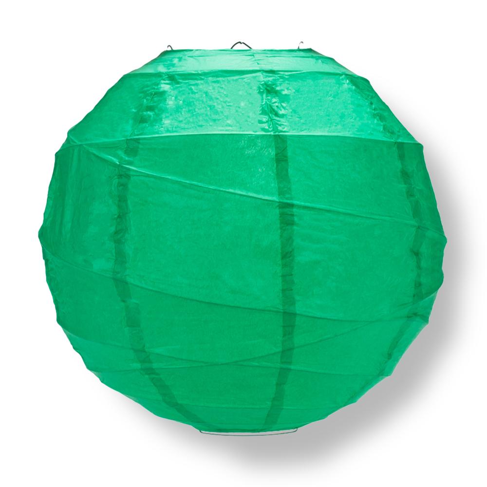 12" Arcadia Teal Green Round Paper Lantern, Crisscross Ribbing, Hanging Decoration - PaperLanternStore.com - Paper Lanterns, Decor, Party Lights & More