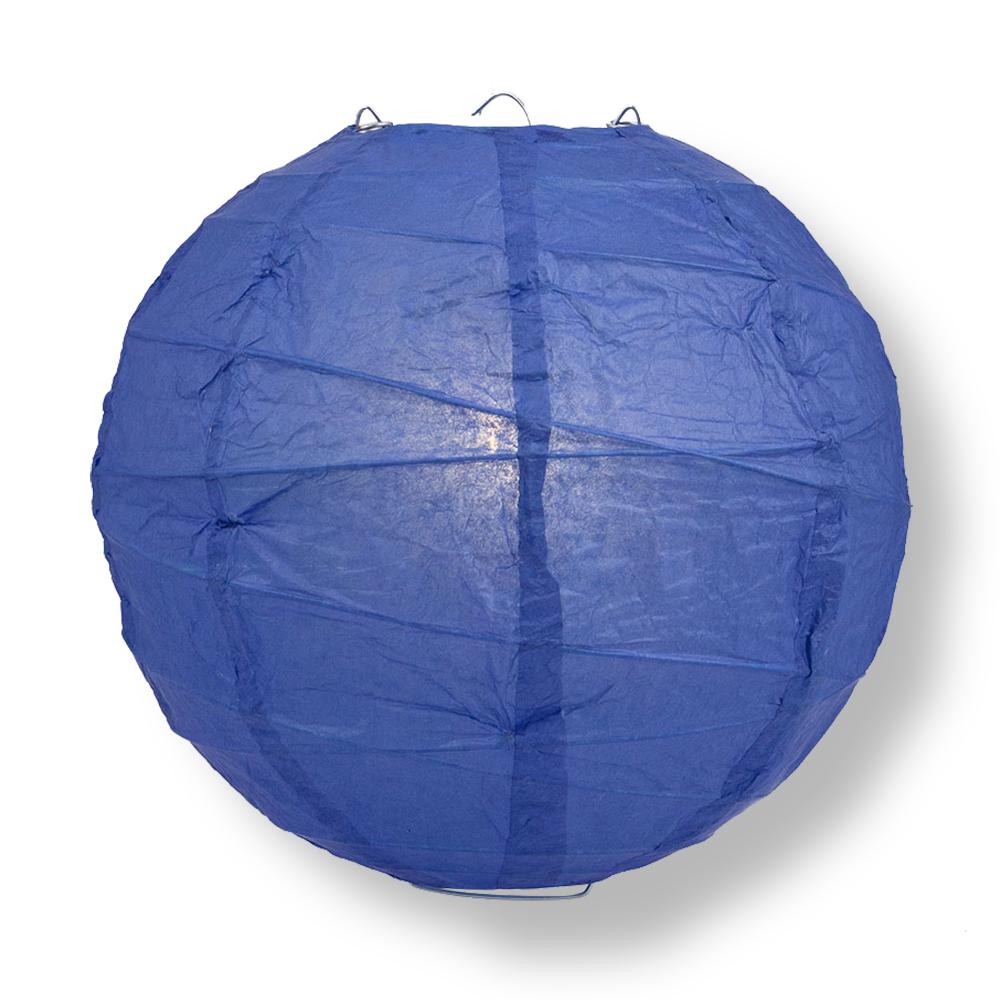 16" Dark Blue Round Paper Lantern, Crisscross Ribbing, Chinese Hanging Wedding & Party Decoration - PaperLanternStore.com - Paper Lanterns, Decor, Party Lights & More