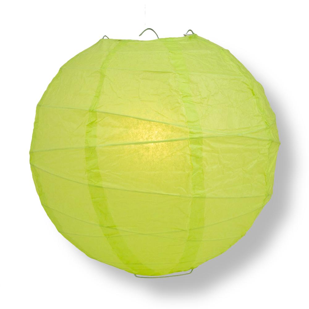 24" Light Lime Green Round Paper Lantern, Crisscross Ribbing, Chinese Hanging Wedding & Party Decoration - PaperLanternStore.com - Paper Lanterns, Decor, Party Lights & More