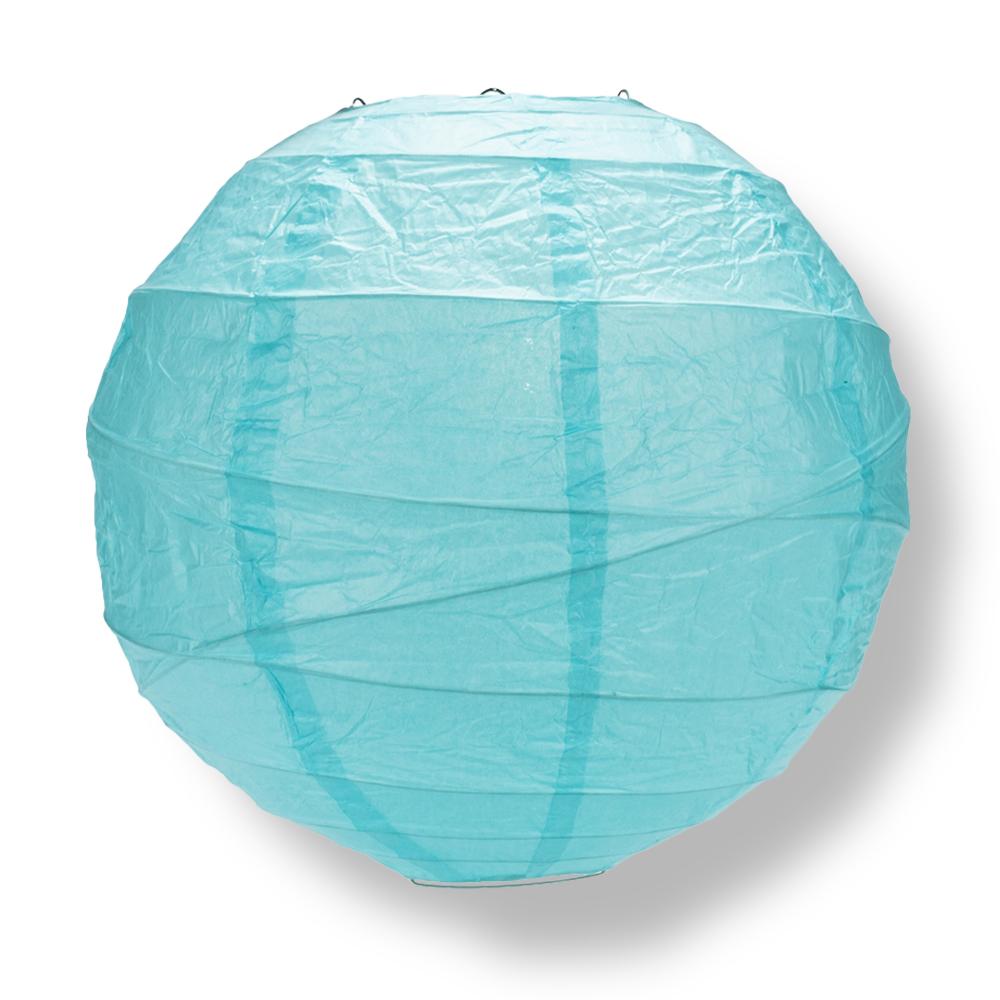 8" Baby Blue Round Paper Lantern, Crisscross Ribbing, Hanging Decoration - PaperLanternStore.com - Paper Lanterns, Decor, Party Lights & More