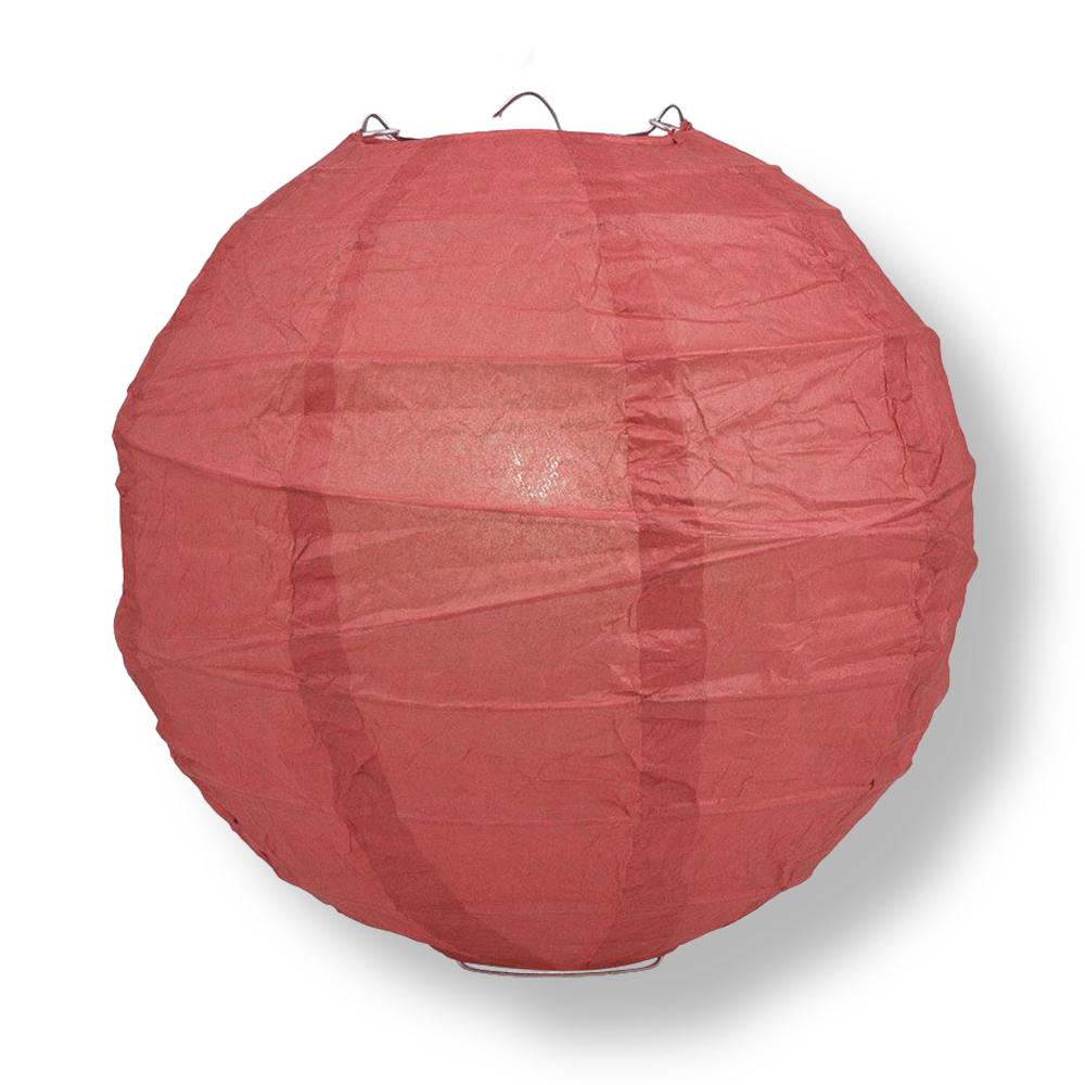 14" Marsala / Burgundy Wine Round Paper Lantern, Crisscross Ribbing, Chinese Hanging Wedding & Party Decoration - PaperLanternStore.com - Paper Lanterns, Decor, Party Lights & More