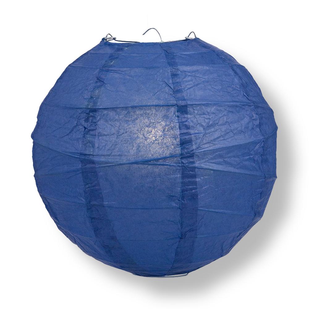 14" Navy Blue Round Paper Lantern, Crisscross Ribbing, Chinese Hanging Wedding & Party Decoration - PaperLanternStore.com - Paper Lanterns, Decor, Party Lights & More