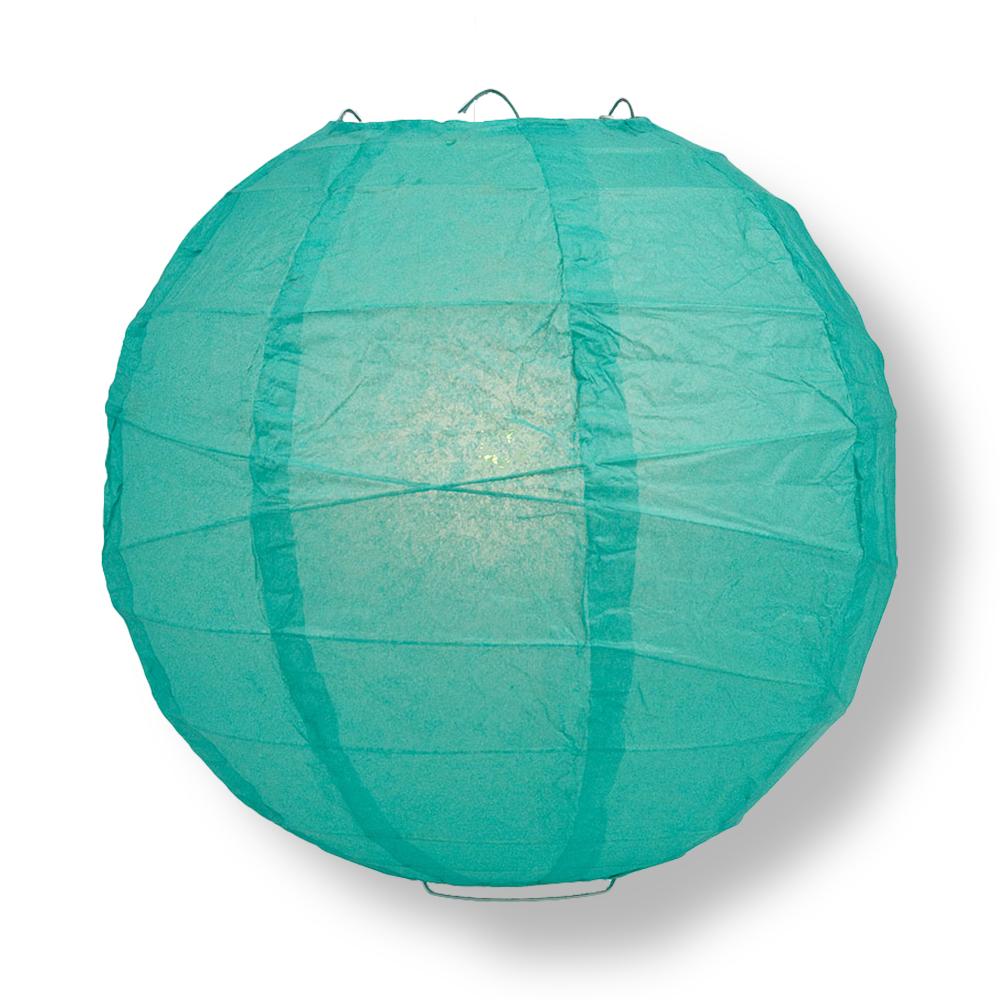 20" Teal Green Round Paper Lantern, Crisscross Ribbing, Chinese Hanging Wedding & Party Decoration - PaperLanternStore.com - Paper Lanterns, Decor, Party Lights & More