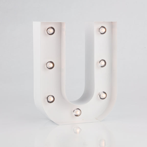 White Marquee Light Letter 'U' LED Metal Sign (8 Inch, Battery Operated ...