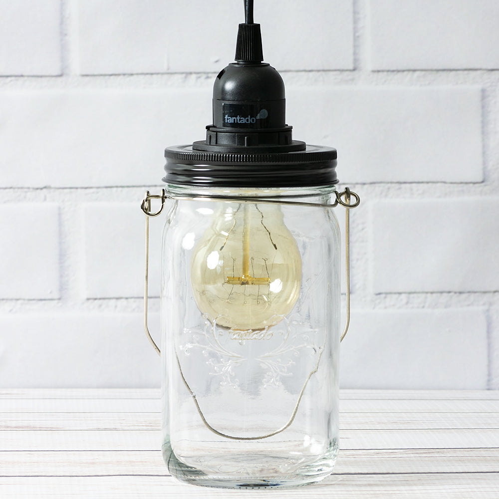 Big Mason Jar Pendant Lamp - Clear Glass
