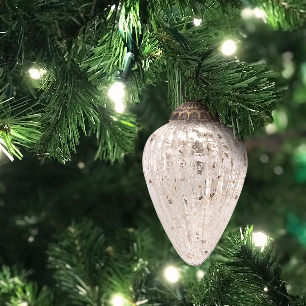 Glass Pine Cone Ornament - Green