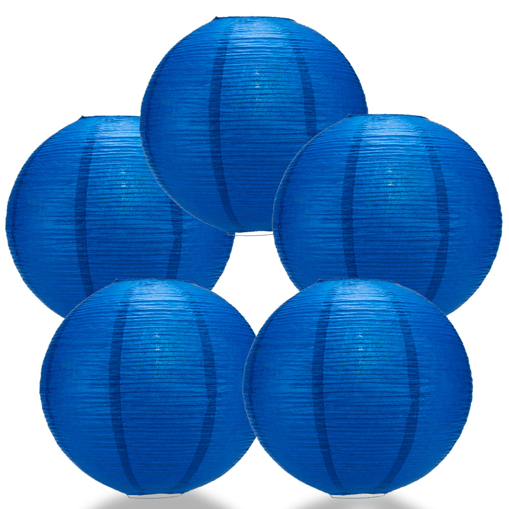 5 PACK | 12" Navy Blue Fine Line Premium Even Ribbing Paper Lanterns - PaperLanternStore.com - Paper Lanterns, Decor, Party Lights & More