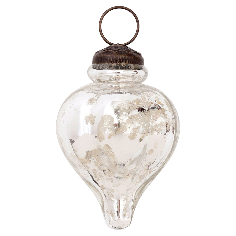 Mercury Glass Small Ornaments (2 to 2.25-inch, Silver, Carla Design, Single) - PaperLanternStore.com - Paper Lanterns, Decor, Party Lights &amp; More
