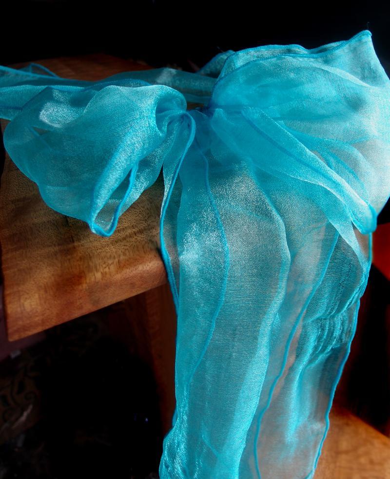 Turquoise Organza Chair Sashes (9FT, 10 PACK) on Sale Now