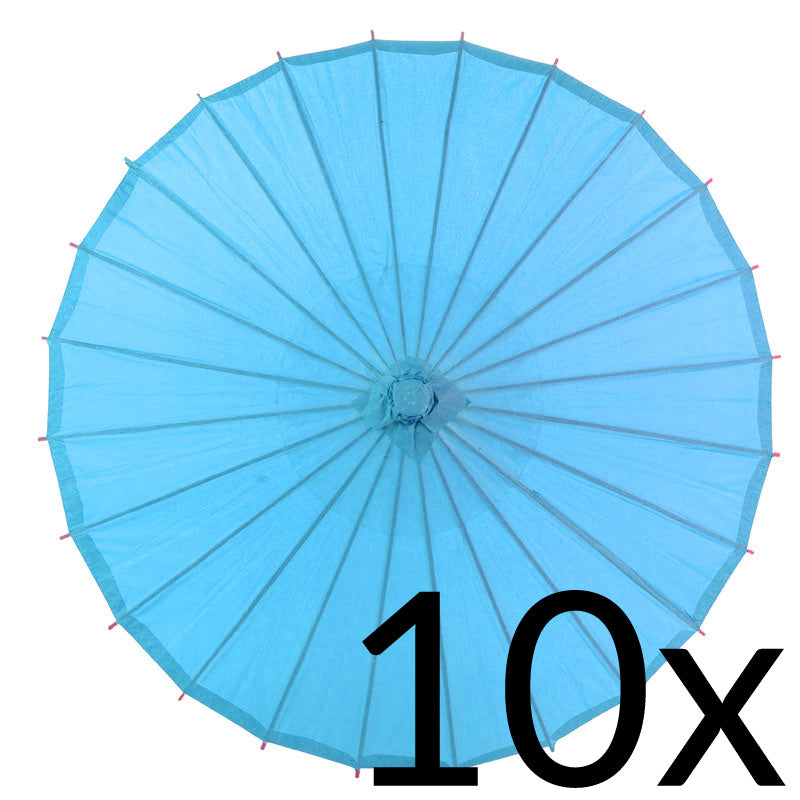 BULK PACK (10) 32" Turquoise Paper Parasol Umbrellas - PaperLanternStore.com - Paper Lanterns, Decor, Party Lights & More