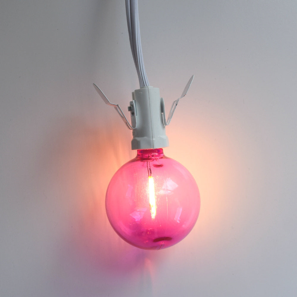 Fuchsia / Hot Pink LED Filament G50 Globe Shatterproof Energy Saving Color Light Bulb, Dimmable, 1W,  E12 Candelabra Base