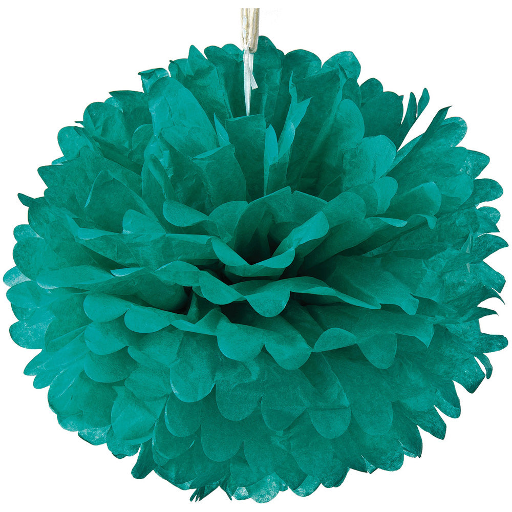 Tissue Paper Pom Pom (15-Inch, Teal Green, Single) - Hanging Paper Flower Ball Decor for Weddings, Bridal and Baby Showers, Nurseries, Parties - PaperLanternStore.com - Paper Lanterns, Decor, Party Lights & More