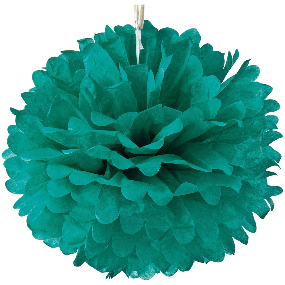 Tissue Paper Pom Pom (15-Inch, Teal Green, Single) - Hanging Paper Flower Ball Decor for Weddings, Bridal and Baby Showers, Nurseries, Parties - PaperLanternStore.com - Paper Lanterns, Decor, Party Lights & More