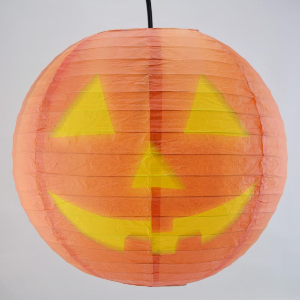 Jack-O-Lantern Round Paper Lantern, Even Ribbing, Chinese Hanging Wedding & Party Decoration