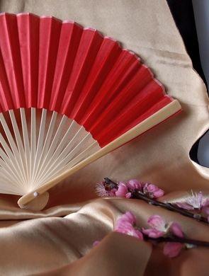 Red Silk Hand Fans for Weddings (10 Pack) 
