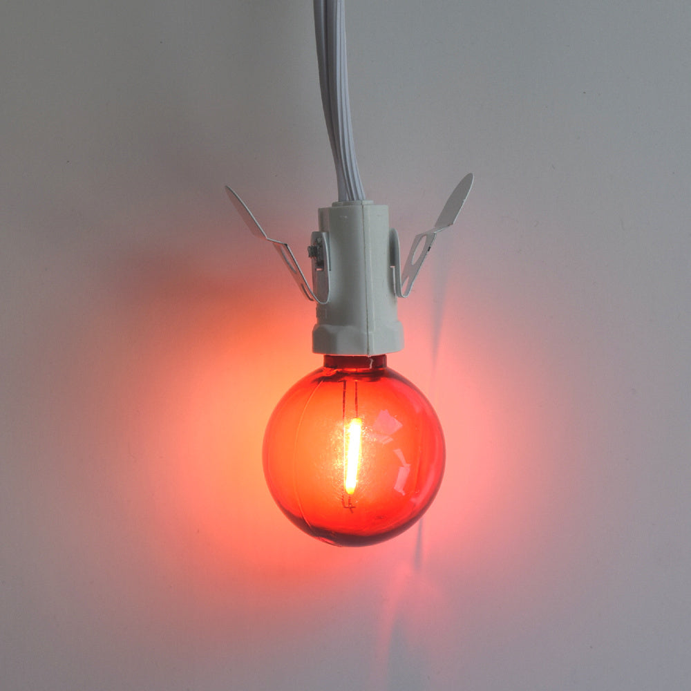 Red LED Filament G40 Globe Shatterproof Energy Saving Color Light Bulb, Dimmable, 1W,  E12 Candelabra Base (Single)