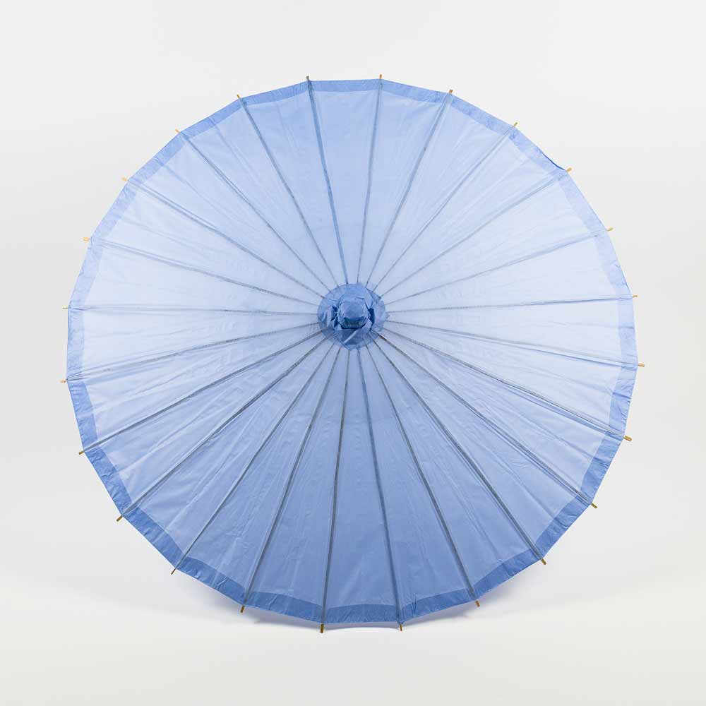 BULK PACK (6-Pack) 32" Serenity Blue Paper Parasol Umbrella for Weddings and Parties with Elegant Handle