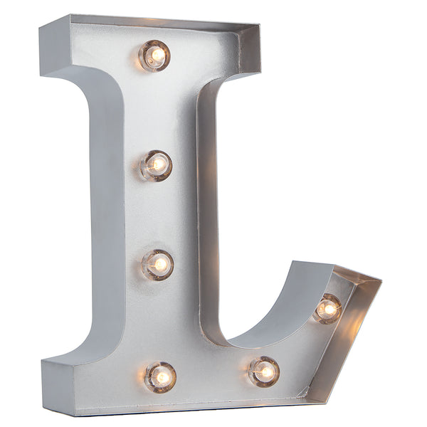 Silver Marquee Light Letter 'L' LED Metal Sign (8 Inch, Battery ...