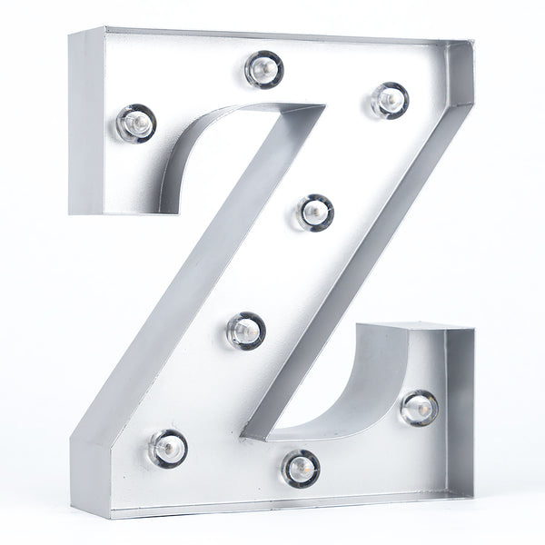 Silver Marquee Light Letter 'Z' LED Metal Sign (8 Inch, Battery ...