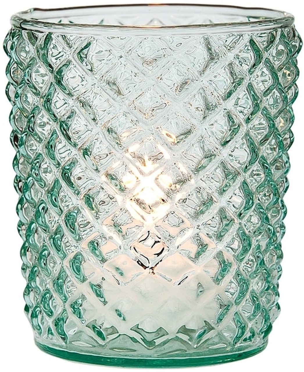 Vintage Glass Candle Holder (3-Inch, Zariah Design, Vintage Green) - For Use with Tea Lights - For Home Decor, Parties, and Wedding Decorations - PaperLanternStore.com - Paper Lanterns, Decor, Party Lights & More