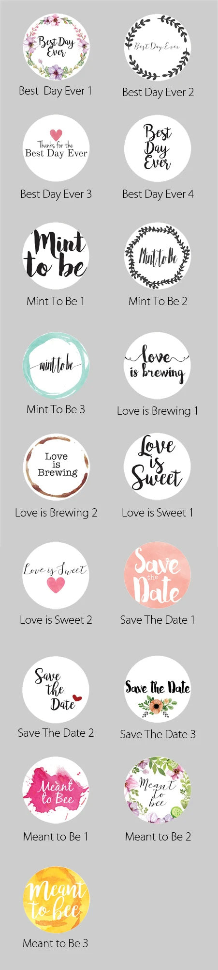 1.5 Inch Wedding Themed Circle Label Stickers for Party Favors & Invitations (Pre-Set Designed, 24 Labels) - PaperLanternStore.com - Paper Lanterns, Decor, Party Lights & More