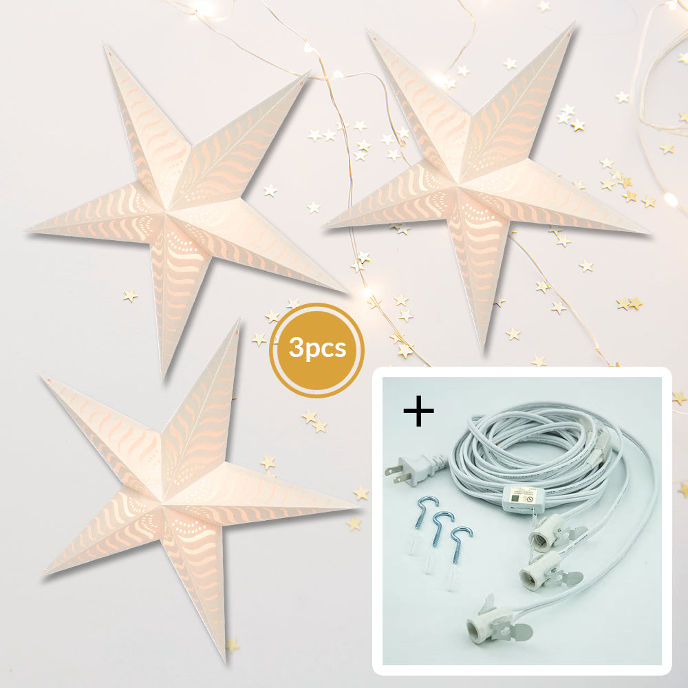 Ounamio 1-Piece Paper Star Lantern, Paper Stars Lamp Shade, Christmas Star Lights, Hollow Out Hanging Stars Ornament for Wedding Birthday Party Home