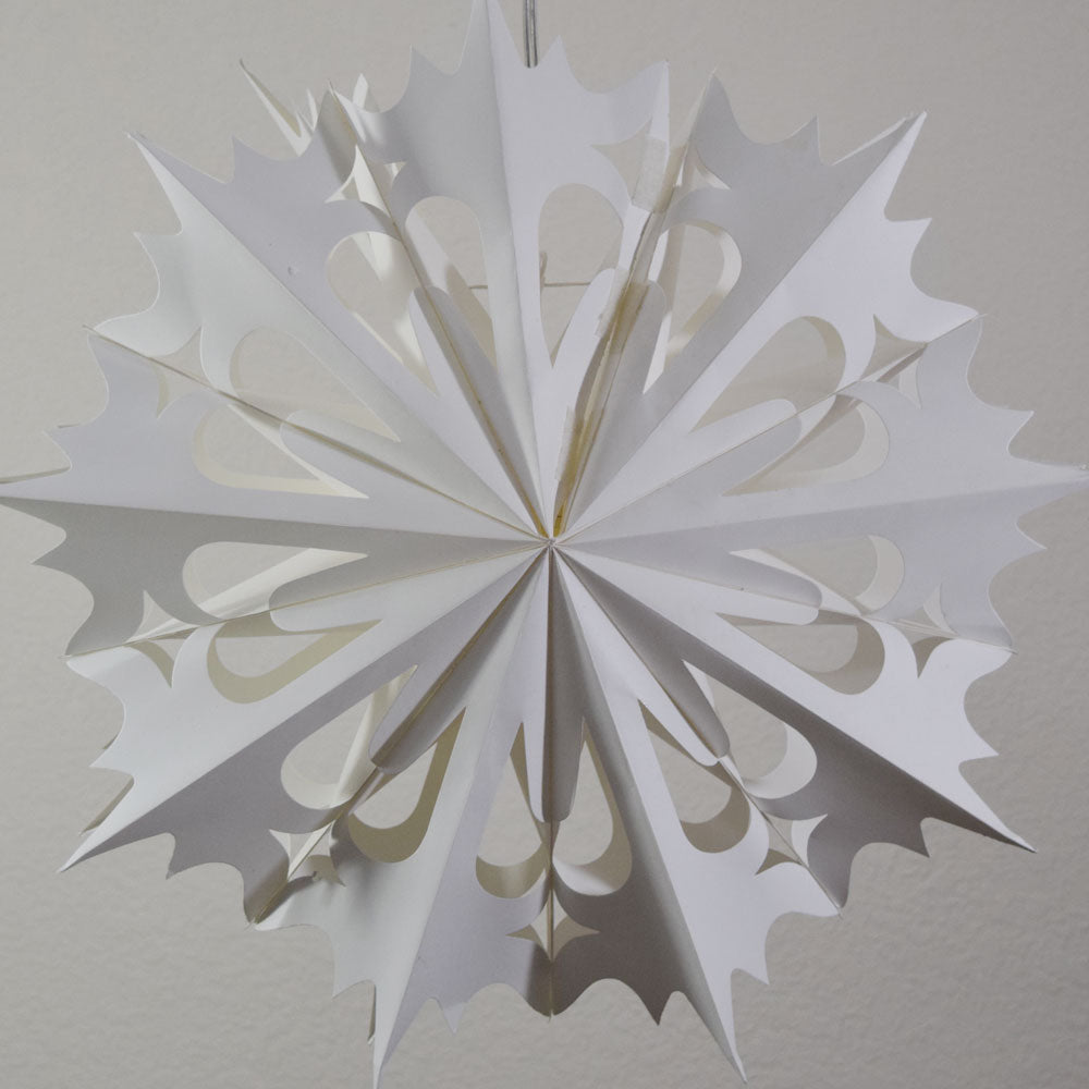 Quasimoon PaperLanternStore.com 24 inch White Winter Ice Crystal Snowflake Paper Star Lantern, Hanging Decoration