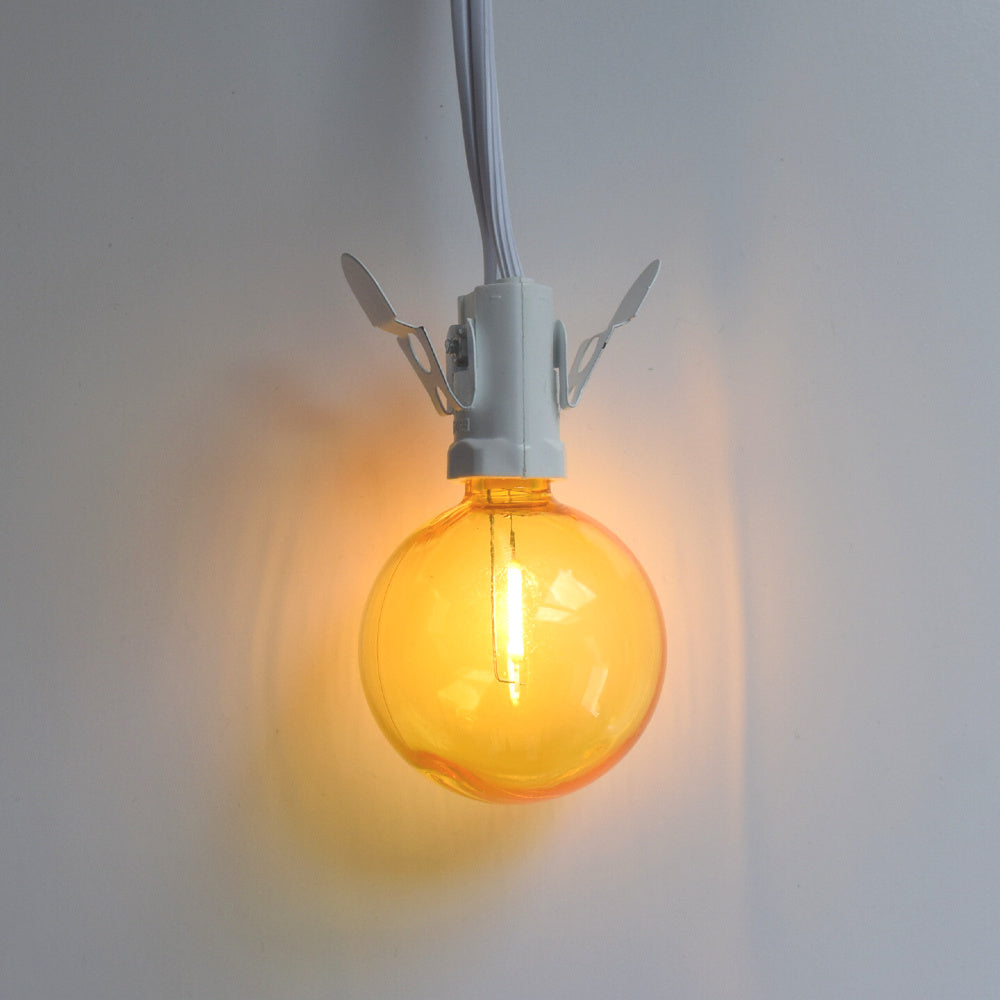 Yellow LED Filament G50 Globe Shatterproof Energy Saving Color Light Bulb, Dimmable, 1W,  E12 Candelabra Base